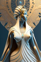 Egyptian goddess. Cleopatra in golden white dress. dress concept.