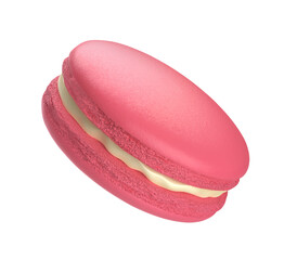 Strawberry flavored macaron filled with white chocolate cream