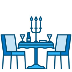 restaurant blue line icon