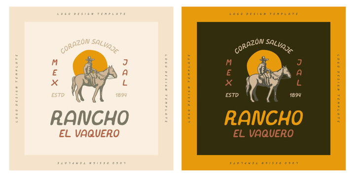 Ranch logo with cowboy and sun western texax mexican style