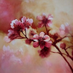Dusty pink blossom illustration.