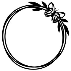 Butterfly monogram wreath svg, Round frame