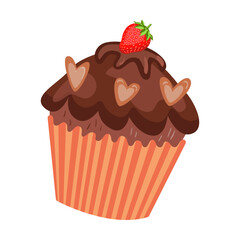 Chocolate dessert, sweet food. Vector illustration of choco delicious product in cafe menu isolated on white