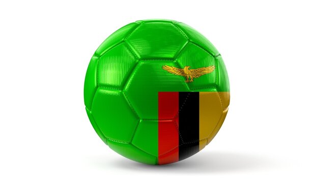 Zambia - National Flag On Soccer Ball - 3D Illustration