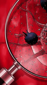 vertical video Animation in cartoon style- A Damaged And Disintegrating Cancer Cell