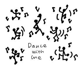 Naklejka premium 踊るシルエットたち 楽しい音楽