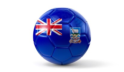 Falkland Islands - national flag on soccer ball - 3D illustration