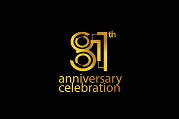 81 year anniversary celebration abstract style logotype. anniversary with gold color isolated on black background, vector design for celebration vector