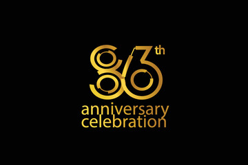 86 year anniversary celebration abstract style logotype. anniversary with gold color isolated on black background, vector design for celebration vector