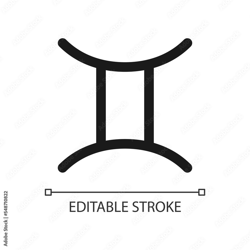 Poster gemini pixel perfect minimalistic linear icon. zodiac sign. personality differences. horoscope trait