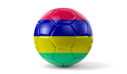 Mauritius - national flag on soccer ball - 3D illustration