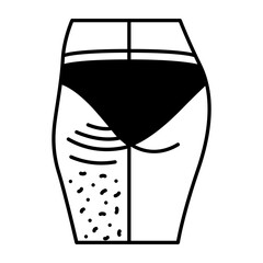 Thigh lift or thighplasty concept, Exfoliation vector icon design, beauty and personal care symbol, cosmetic dermatology sign, body aesthetics stock illustration 