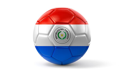 Paraguay - national flag on soccer ball - 3D illustration