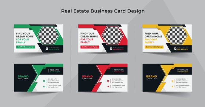 Real estate business card template design, Real Estate Agent and Home Sales Business Card Template Design