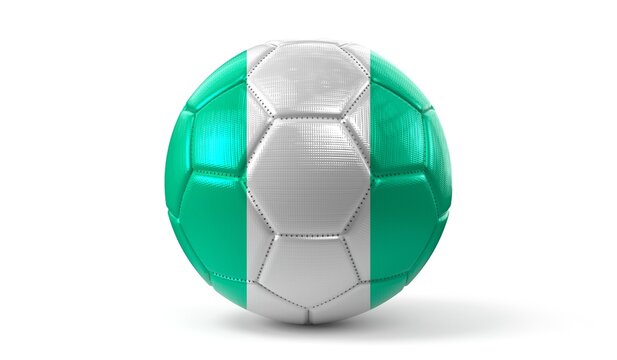 Nigeria - national flag on soccer ball - 3D illustration