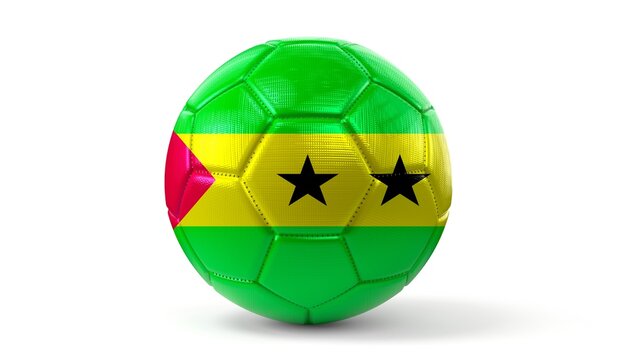Sao Tome and Principe - national flag on soccer ball - 3D illustration