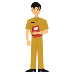 Indonesian Teacher Bring Book Education Elements