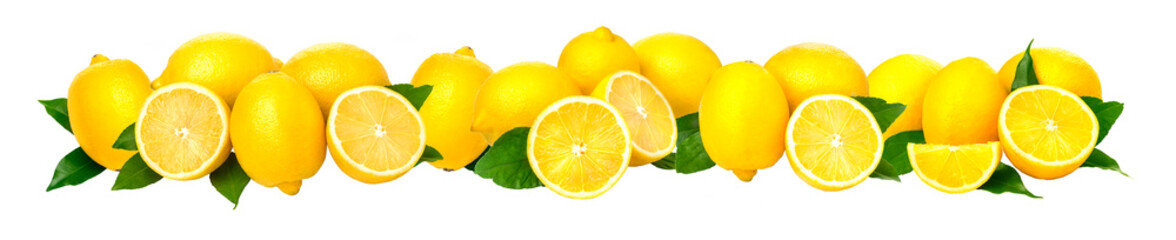 Fototapeta na wymiar border Ripe lemons close-up