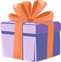 purple gift box with peach ribbon