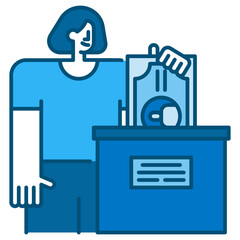 money donation blue line icon