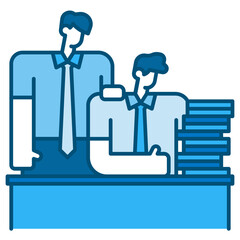 office blue line icon