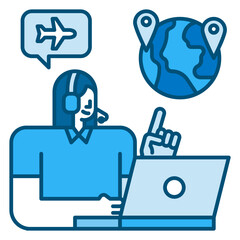 travel agency blue line icon