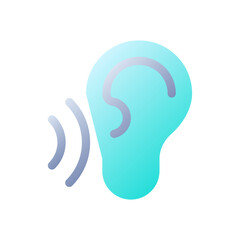 Obraz premium Listen flat gradient two-color ui icon. Translator feature. Hear translation. Text spoken aloud. Simple filled pictogram. GUI, UX design for mobile application. Vector isolated RGB illustration