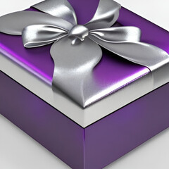 Purple Gift Box with silver ribbon