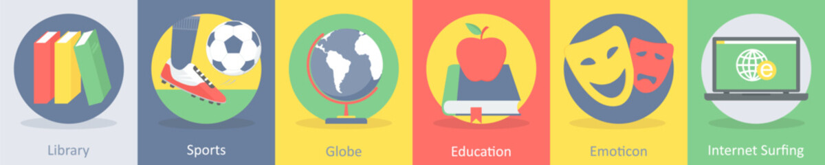 library, sports, globe