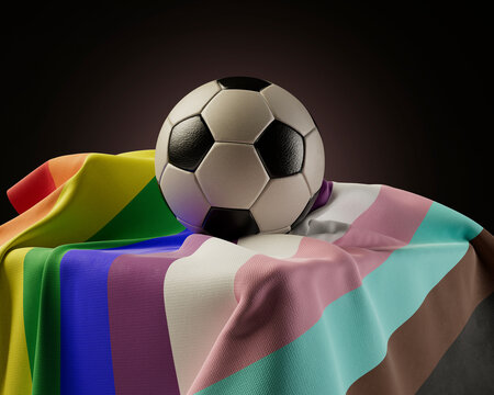 LGBTQ Pride Flag And Soccer Ball