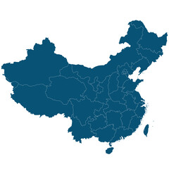 Map of China divided in the prefecture.