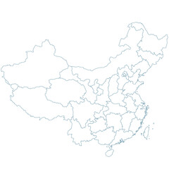 Map of China divided in the prefecture.