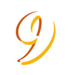 9 Number Orange Illustration