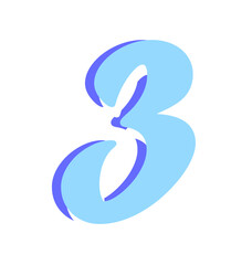 3 Number Blue Illustration
