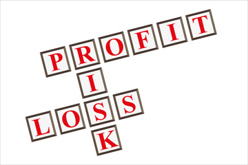 Profit - Loss - Risk Crossword. Vector illustration eps 10 file