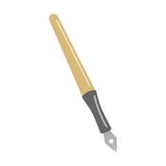 wooden pen for ink, Different art supplies vector illustration. Tools and equipment for painting and drawing