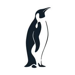 Silhouette of penguin. Cute animals illustration. Vector print for poster, postcard, pattern.