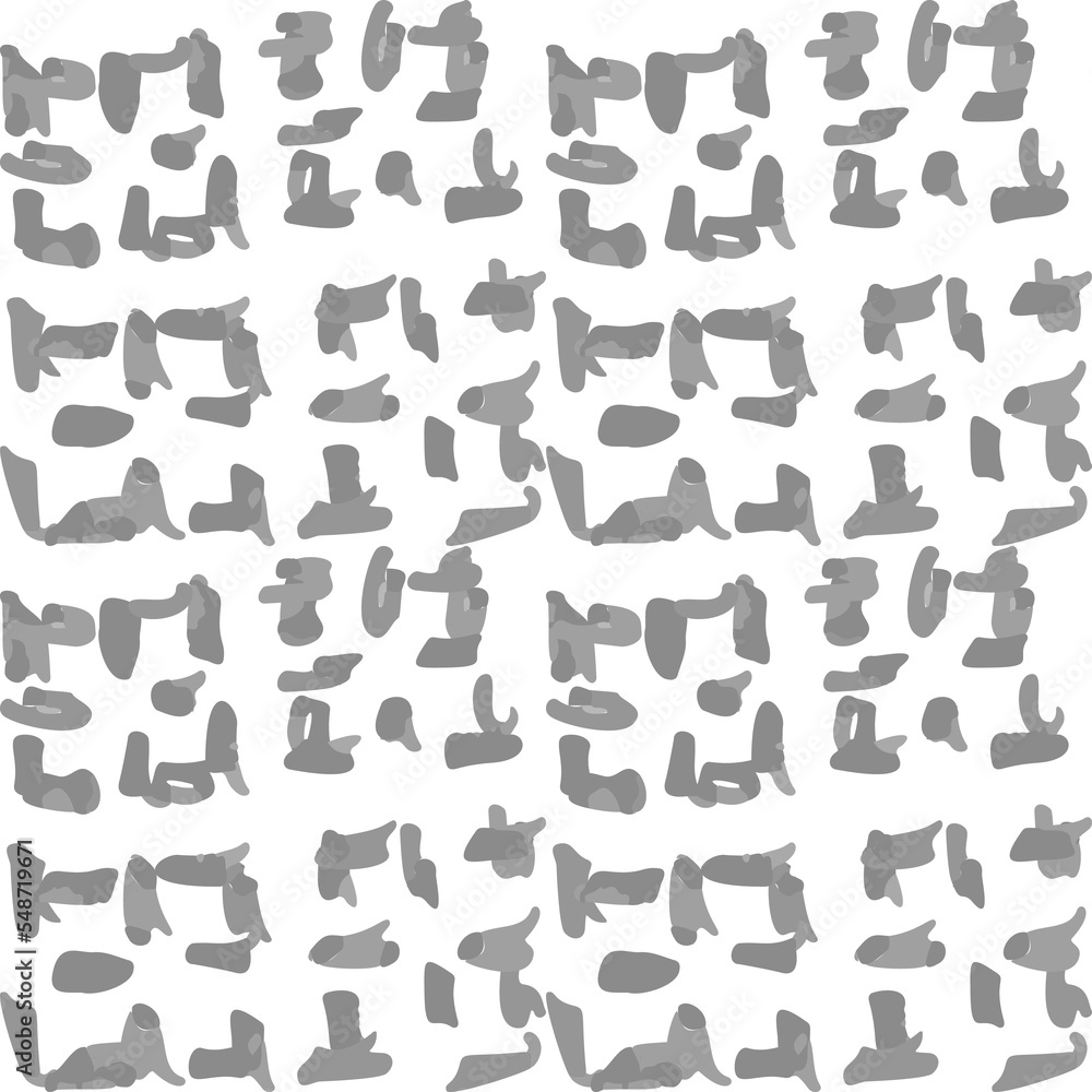 Poster Grayscale monochrome background.Graphite pencil or gray marker simple shapes. Geometric abstract seamless pattern. Minimalistic grid repeat of small elements.