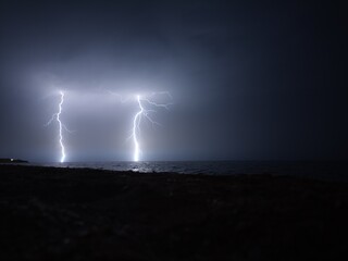 lightning over the sea