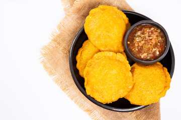 Tasty Fried Cakes Filled With Chicken - Traditional Colombian Cuisine