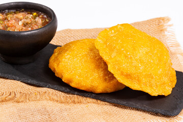 Tasty Fried Cakes Filled With Chicken - Traditional Colombian Cuisine
