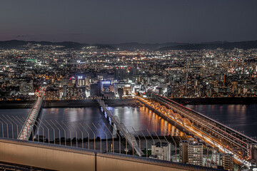 梅田スカイビルから見た大阪の夜景