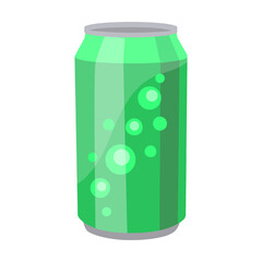 Can of carbonated drink, drinks flat vector illustration. Vending machine product isolated on white background. Junk food