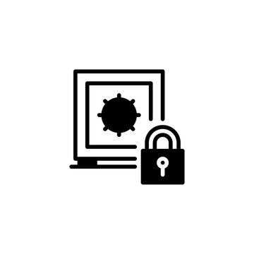black computer screen with lock clip art preview