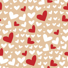 Simple hearts seamless vector pattern. Valentines day background.