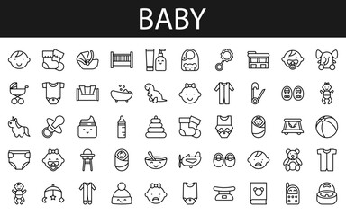 Baby icons, line, isolated, symbol
