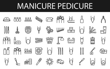 Manicure and pedicure icons, beauty, set