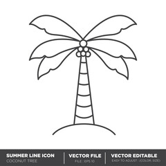 Palm tree icon. Editable stroke. Vector illustration