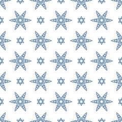 Christmas star seamless pattern. Design for fabric, wrapping gift paper and backgrounds. Winter holiday season. Vector illustration. 