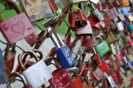 Love locks on bridges